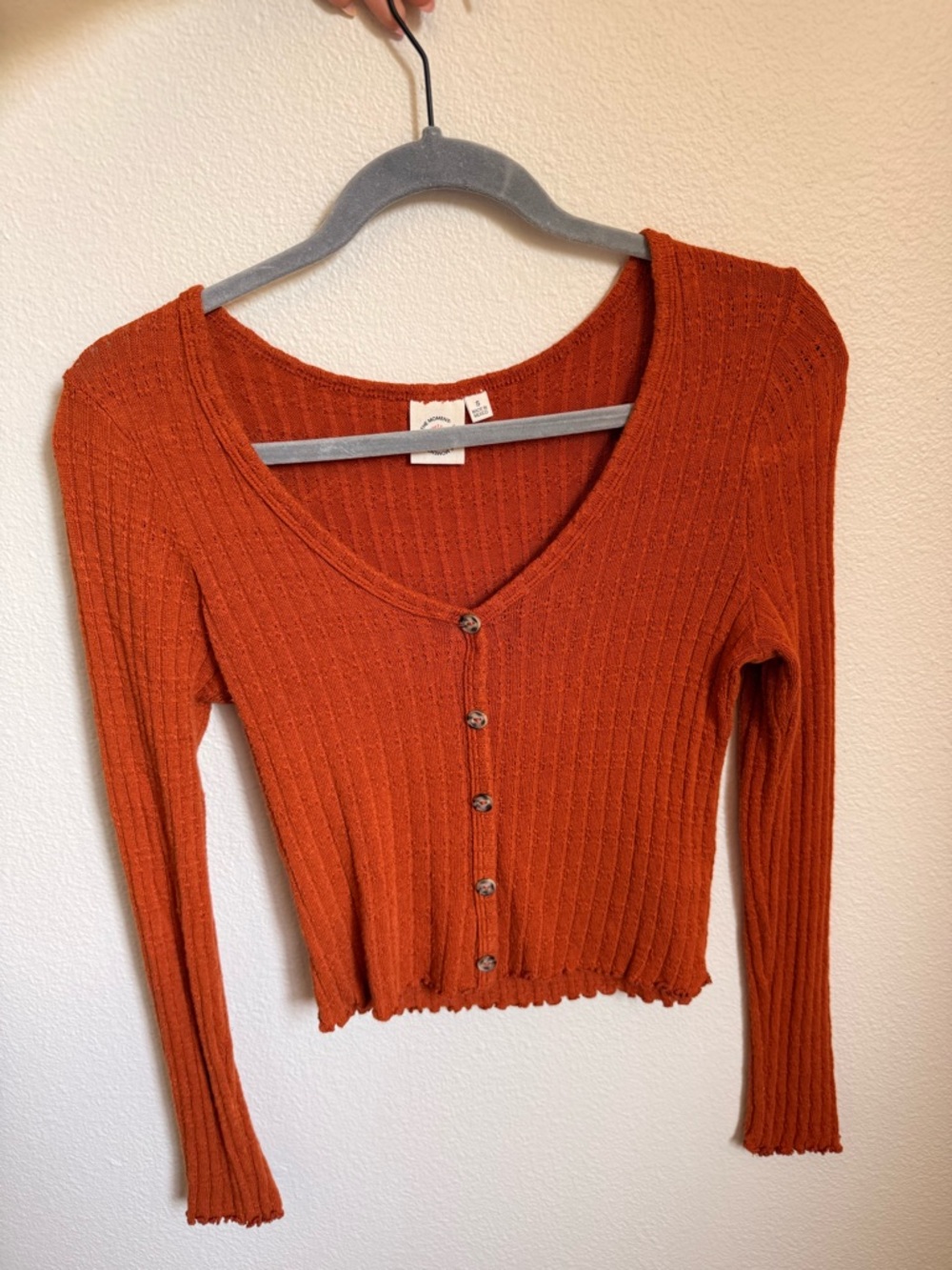 Rust Ribbed Button-Front Women’s Top